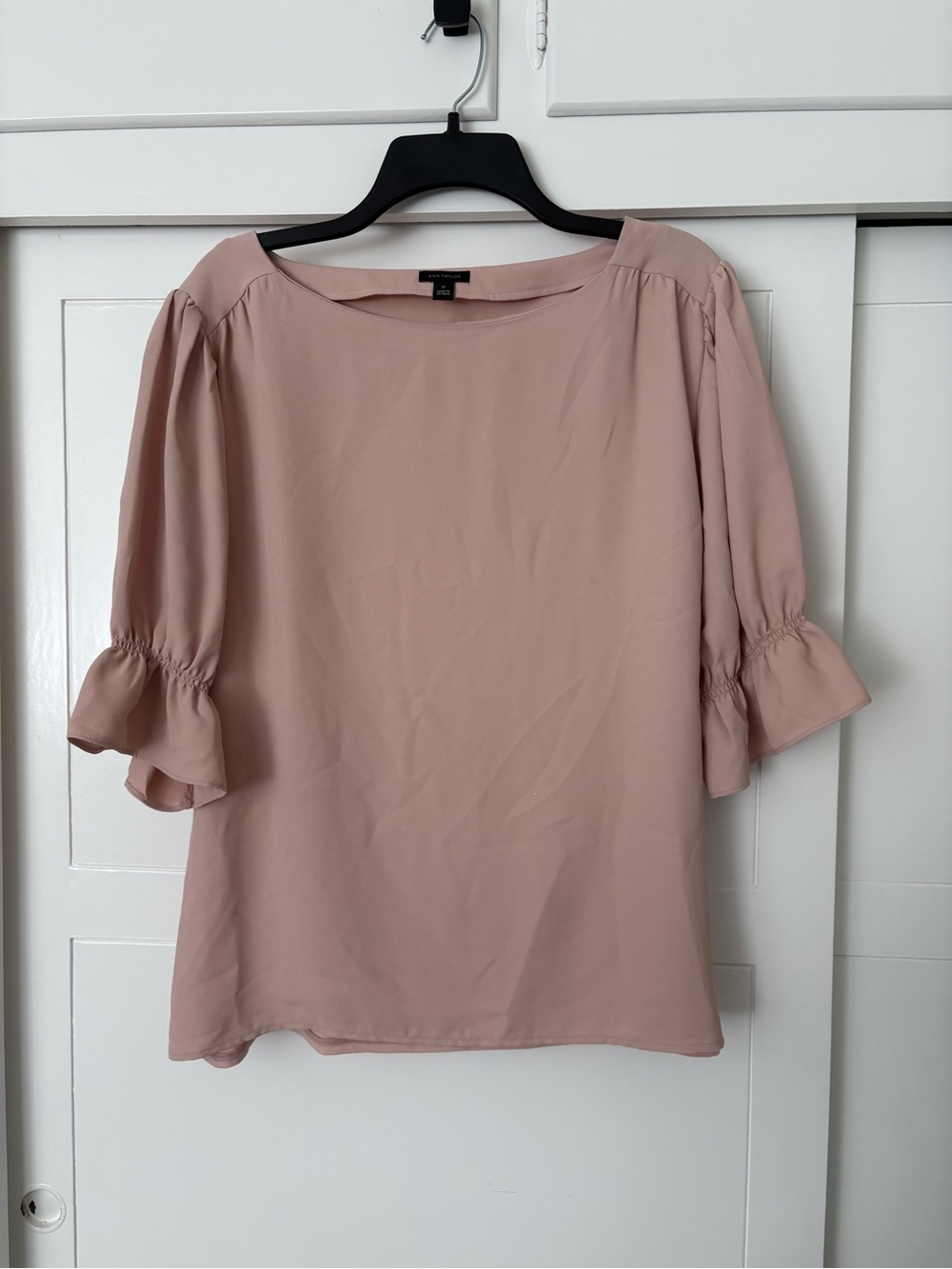 Ann Taylor Blush Pink Ruffle Sleeve Top